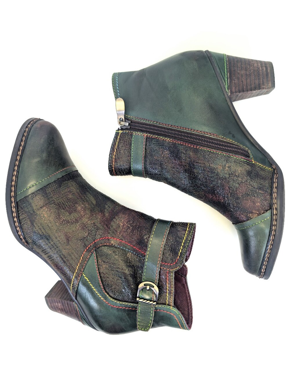 Spring Step L’Artiste Leather Ankle Boots Green Booties Size 8 Read Description! - Picture 7 of 15